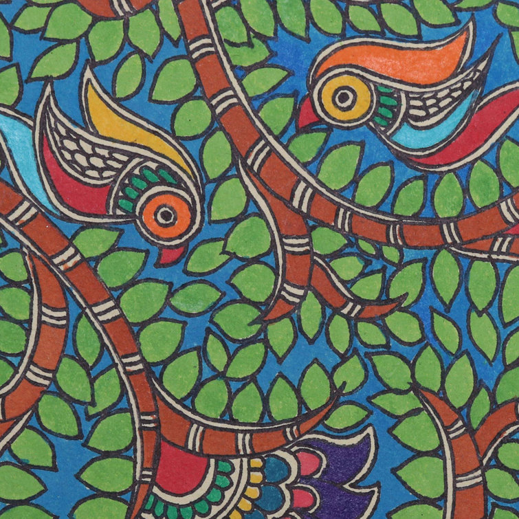 World Menagerie Polyester Nature Beauty Madhubani Painting Wall Hanging